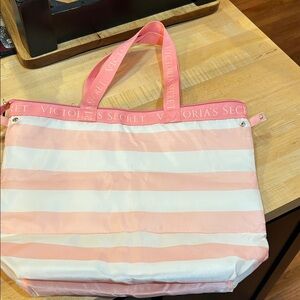 Victoria's Secret Pink and White Striped Tote